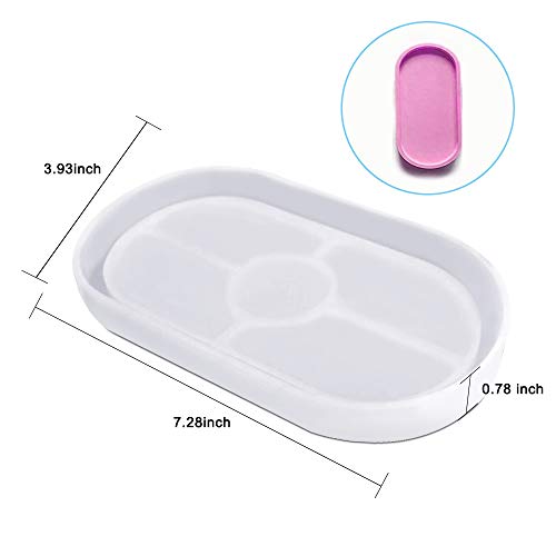 Afunta Diy Oval Silicone Coaster Mold,2 Pcs Soft Flexible Oval Crystal Silicone Molds For Casting With Resin, Concrete, Cement And Polymer Clay - Transparent White #TOP2