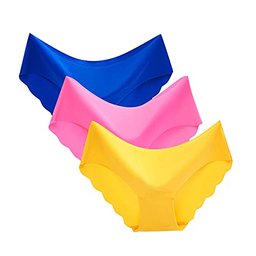 Color transpirable seda damas 3PC sólido cintura media ropa interior no, E, M