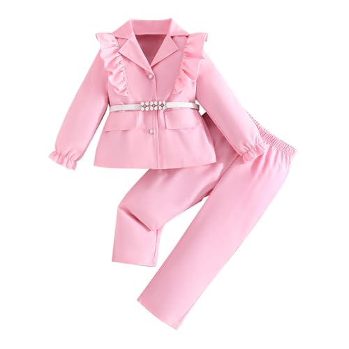 Conjuntos elegantes de otoño invierno para niñas con top de manga larga y chaqueta con cinturón