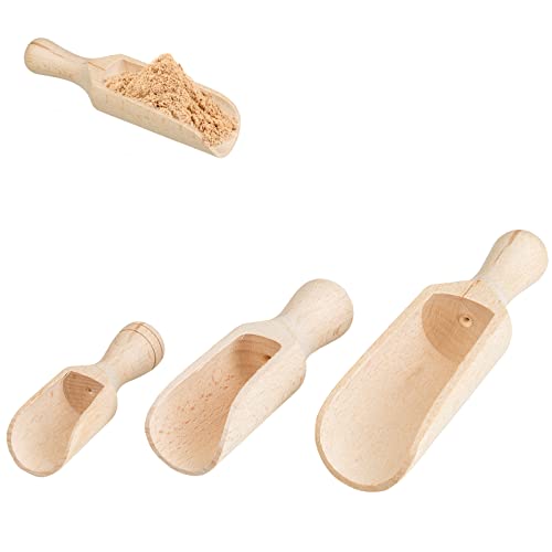 Smart-Planet 3er Set Gewürzschaufel aus Holz in versch. Größen - Abfüllschaufel - Futterschaufel - Holzschaufel für Gewürze, Kaffee, Tiernahrung etc.