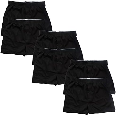 （05:30時点） [ショップエスト] ニットトランクス 4枚セット 6枚セット 無地 ボタン付き 前開き メンズ (M, ブラック6枚セット)