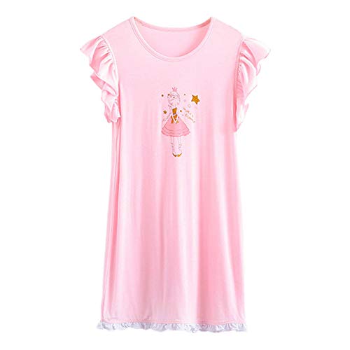 Girls Summer Princess Nightgown Dress Kid Modal Short Sleeve Pajama Sleepwear