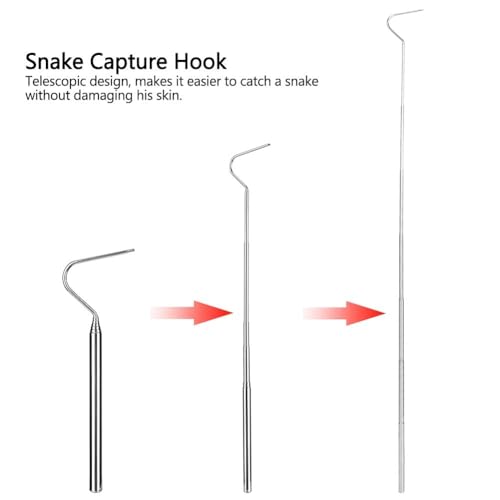 Image of Snake Capture Hook, Stainless Steel Extensible Telescopic Snake Catcher Capture Hook Snake Reptile Catcher(68cm)