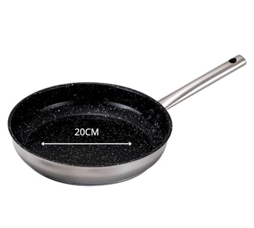 Venteo -Poele Inox 20 cm | Poele Induction Revêtement Céramique Anti Adhérence Sans PFOA |...