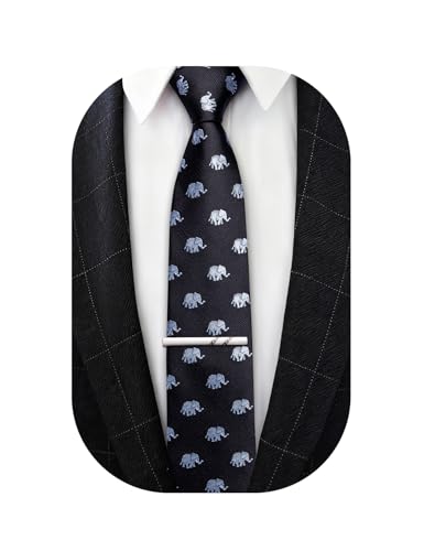Image of Barry.Wang Silk Ties for Men Fun Necktie and Tie Clip Set for Wedding Party Business Formal Extra Long