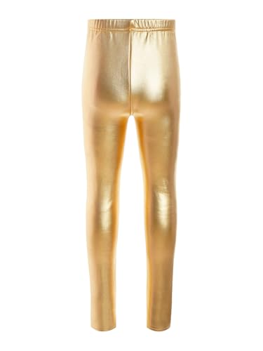Hansber Kids Girl's Warm Fleece Metallic Leggings Glitter Sequin Pants Dance Party Shiny High Waisted Tights4