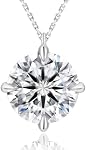 KRKC Moissanite Necklaces for Women, Birthday Christmas Valentine's Day Gift for Her, 0.5-4 CT D Color VVS1 Pendant Necklace, 925 Sterling Silver with 14k White Gold Plated, Luxury Box
