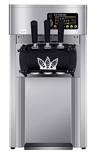 JLKDF Kommerzielle Desktop-Eismaschine, 1200 W Automatische 2 + 1 Gemischte Geschmacksrichtungen Soft-Serve-Eismaschine…