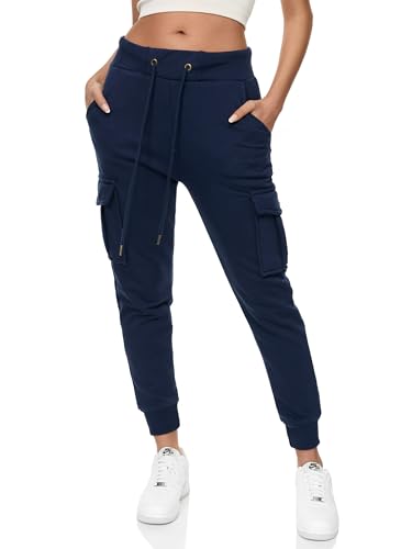 REPUBLIX Damen Cargo Jogginghose Jogger Sporthose Jogging Sweat Pants RD-030 Navyblau M