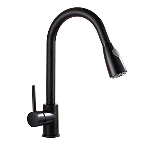 Robinet de cuisine en laiton noir mat au design moderne et épuré