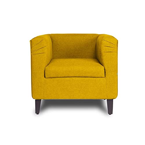 Image of Wakefit Sofa Set | 3 Year Warranty | Sofa 4 Seater, 4 Seater Sofa for Living Room, Wooden Sofa Set, Sofa Set 2+1+1 Seater - Miami(Tahoe : Chrome Yellow)
