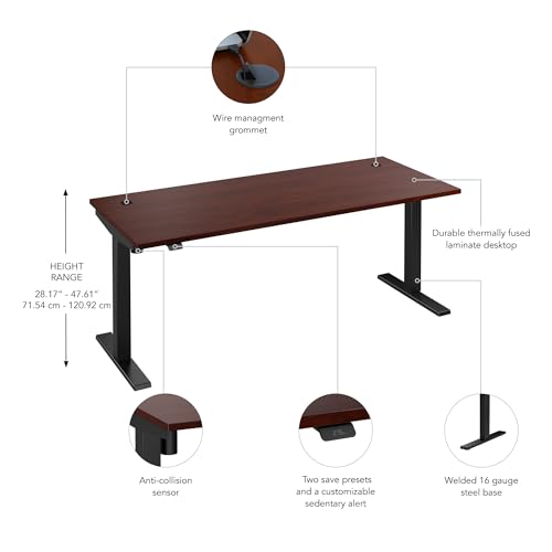Bush Business Furniture 72-inch Electric Height Adjustable Standing Desk, Ergonomic Sit-Stand Computer Table for Home and Professional Office, Move 40 Series, Hansen Cherry with Black Base by Bush Furniture - Image 6