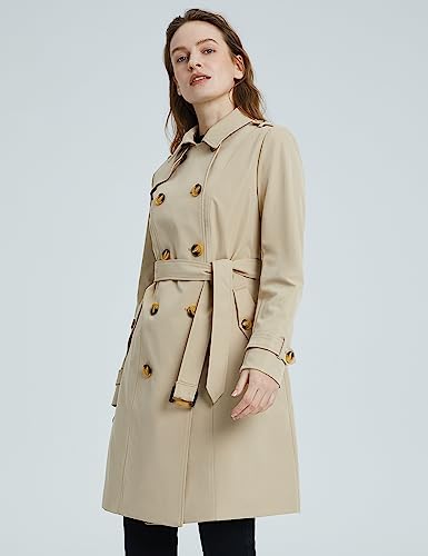 Orolay Women's Long Double Breasted Trench Coat With Belt Midi Length Overcoat Warm Sand S #TOP3