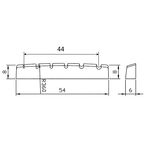 Bone 6 string bass guitar top nut 54mm x 6mm - Image 2
