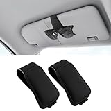 2 Stück Brillenhalter für Auto Sonnenblende, Sonnenbrillenhalter Magnetischer Leder Brillenhalter, Auto Visier Brillenhalter Sonnenbrillen Halterung für Sonnenblende universelles Ticket Clip (Schwarz)