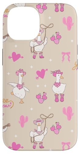 Pastel Pink Cowboy Goose Cute Western Aesthetic Funny Preppy X}zP[X iPhone 14 p
