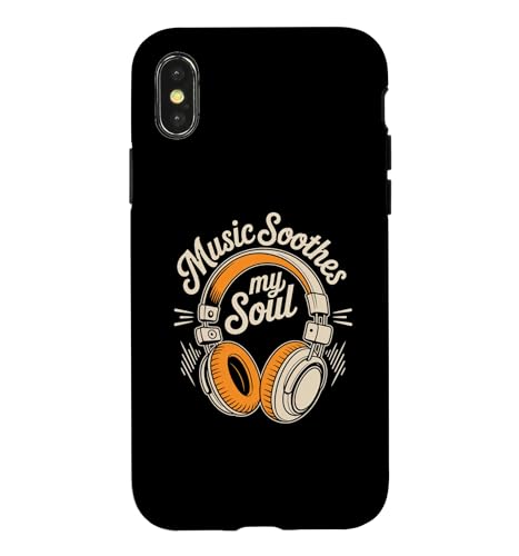 Funny Music Soothes My Soul ���킢���~���[�W�V�����o���h���D�Ƃ̖��� �X�}�z�P�[�X iPhone X/XS �p