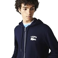 Lacoste Men's Soft Branding Zip Front Sweat, Navy, XX-Large