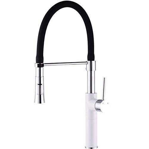 Happlignly Kitchen Faucet With Spray Head, Kitchen Sink, Sink Faucet, Universal Double Outlet, Roasted White Paint, Black Rotatable. #TOP24
