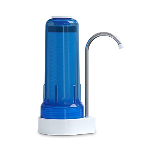 Ecosoft Countertop Water Filter System for Faucet Mount with Extra Filtration Cartridge - Blue