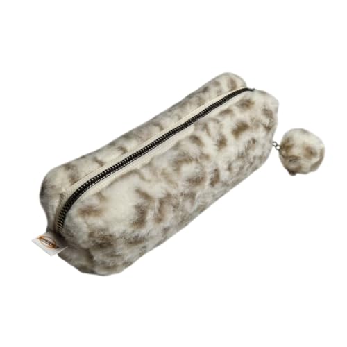 Estojo Escolar Pelúcia Oncinha Multiuso Zíper Pompom Fofo