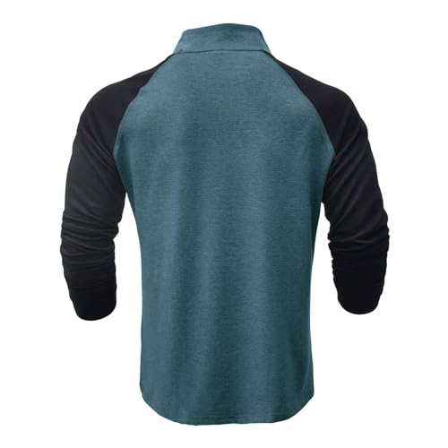 Lu's Chic Men's Long Sleeve Sweatshirts Workout Pullover Tops Half Zip High Neck Fashion Cotton Comfy Pull On Sweat Shirt3