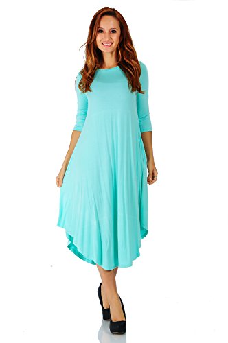 Simply Ravishing Rayon Span 3/4 Sleeve Rounded Hem Mid-Length Maxi Dress, Small (Size: Small - 5X)