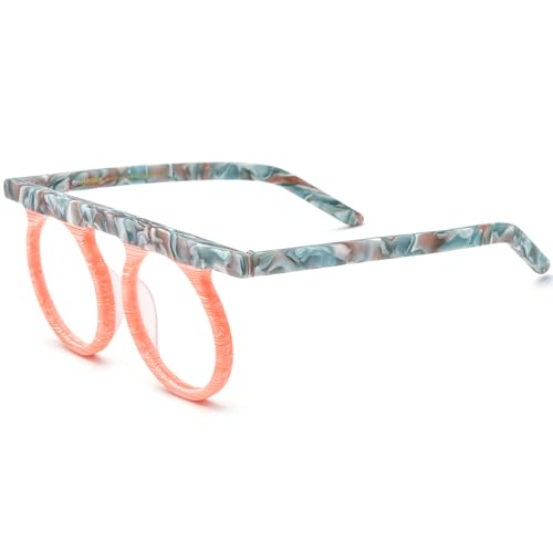 Image of HEPIDEM Multicolor Acetate Glasses Frame Women,Round Vintage Retro Optical Eyeglasses 9339