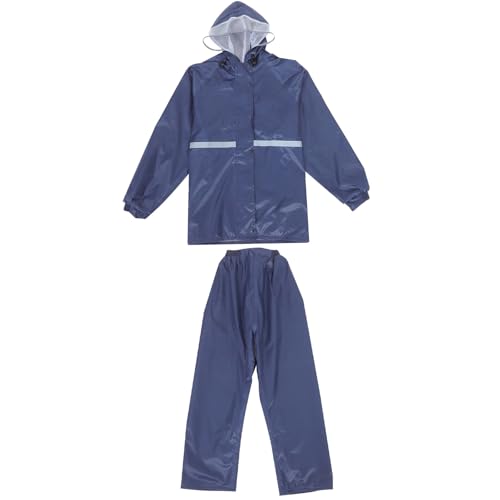 HANABASS Traje de Lluvia Reflectante para Moto y Bicicleta con Capucha Pantalones y Chaqueta de Doble Capa para Hombre y Mujer Protección Visible para Camping y Actividades al Aire