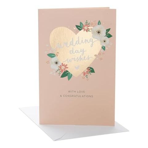 UK Greetings Floral Heart Wedding Card Cover
