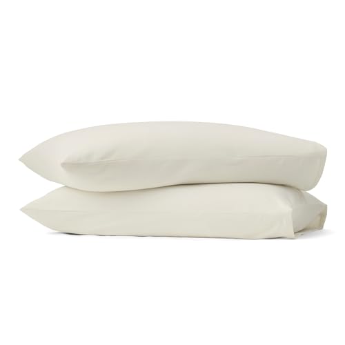 BOLL & BRANCH Flannel Pillowcase Set - King, Cream - Luxury 100% Organic Cotton - 2 Pillowcases Included - Velvety Soft, Warm & Breathable for Every Season