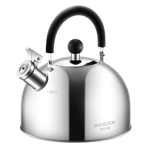 Comparison: Best Induction Pots On Gas Stove 10 MAXCOOK 304 Stainless Steel Whistling Tea Kettle 3.17 Quart/3L Tea Pot, Suitable to Boiling Water & Tea on Induction Stove, Gas Stove Top