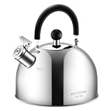 MAXCOOK 304 Stainless Steel Whistling Tea Kettle 3.17 Quart/3L Tea Pot, Suitable to Boiling Water & Tea on Induction Stove, Gas Stove Top