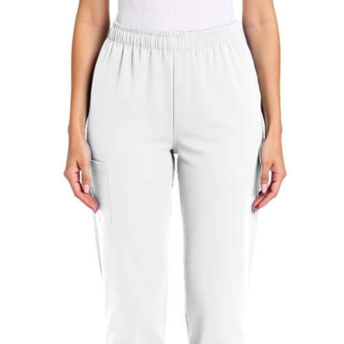 Image of Scrub Pants for Women Drawstring Waist with Straight Leg High Waisted Solid Color Soft Breathable Pants with Pockets
