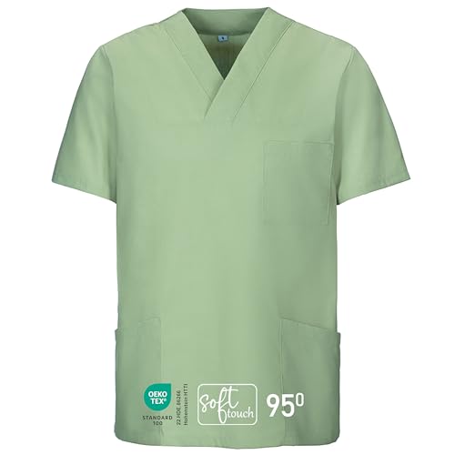 EXNER Medizinischer Schlupf-Kasack, OP-Kasack, Unisex, für Krankenpflege, Altenpflege, Farbe sage, Größe 7XL
