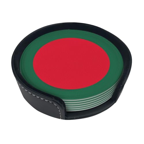 Lot de 6 sous-verres avec drapeau du Bangladesh pour tables basses, boissons, bars, fêtes, 9,9 cm