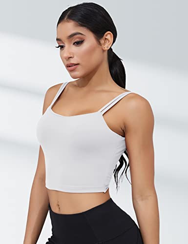 Image of LUYAA Womens Workout Sports Bras Backless Padded Yoga Tank Tops Crop Twist Low Back Cami Bra for Gym