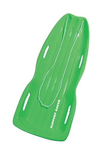 Slippery Racer Downhill Xtreme Flexible Adults And Kids Plastic Toboggan Snow Sled For Up To 2 Riders With Pull Rope And Handles, Green #TOP5