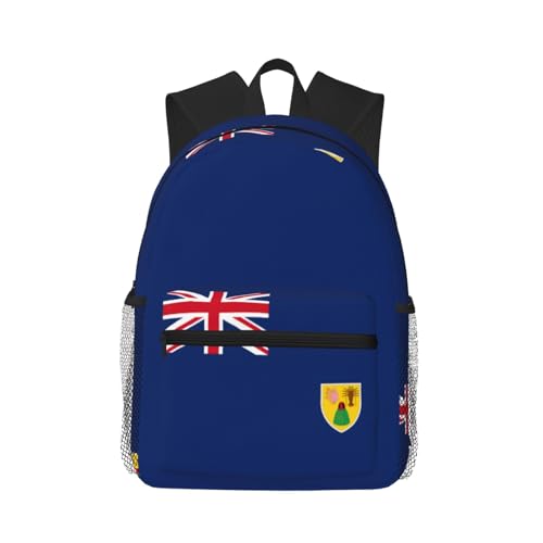 SSIMOO Flag Of The Turks And Caicos Islands Print Leisure Backpack Travel Pack For Outdoors,The Must-Have For Adventure Journey, Black, SB-122