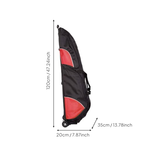 Bolsa de esgrima con compartimentos y base resistente con ruedas en negro y rojo 2