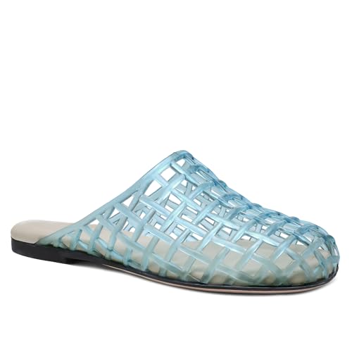 Clear Jelly Shoes for Women Slip on Jelly Mesh Slides Comfortable Closed Toe Flats Sandals Summer Beach Slippers.