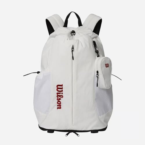 Image of Wilson Drawstring Lightweight Backpack 2.0, Pro Racket Bag, High Qualtity and Spacious Dsesign with Shoe Compartment. (White)