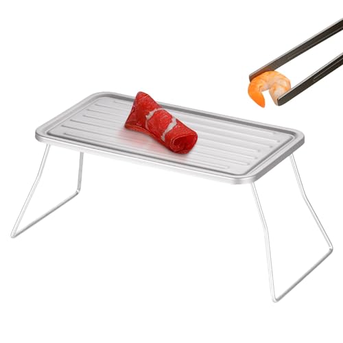 Eventerde Mesa de Parrilla Portátil, Mesa de Barbacoa para Exterior, Parrilla de Mesa de Camping | Mesa de Camping de Titanio con Pie Plegable, Mesa de Barbacoa Portátil, Accesorios para parrilla