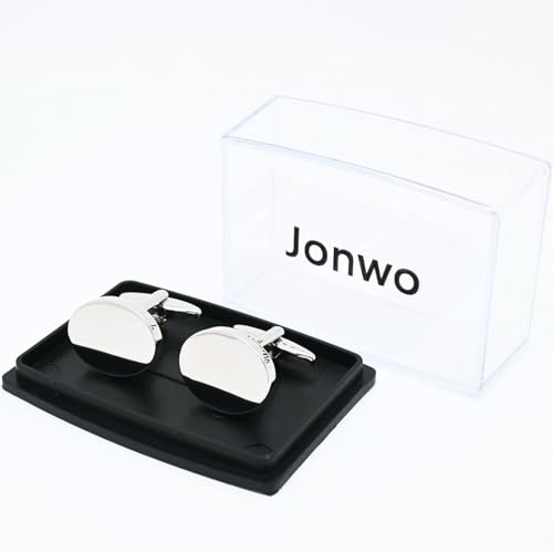 Mancuernillas ovaladas plateadas clásicas para hombre y mujer miniatura 3
