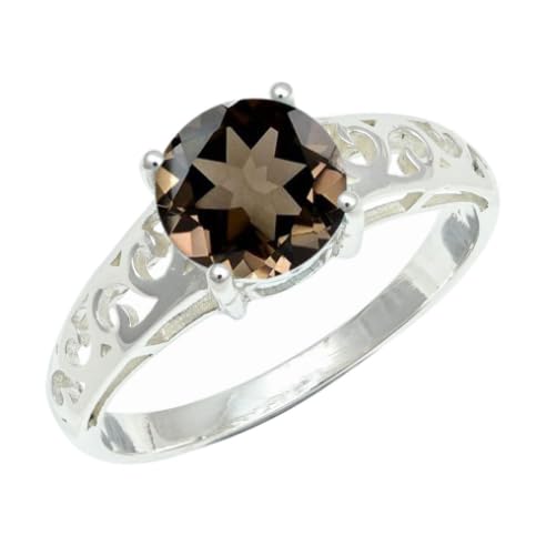 Bague en argent sterling 925 avec quartz fumé fait main taille 57, bijou TSR1254AD_11