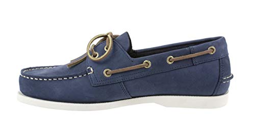 Rugged Shark Classic Boat Shoes For Men, Genuine Leather Fishing Boat Shoes With Odor Control, Navy Blue, Men's Size 10.5 #TOP3