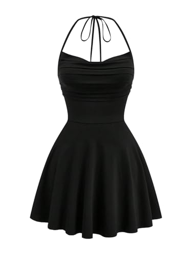 SweatyRocks Damen Curvy Kleid Große Größen Neckholder Sommerkleid Kurze Kleider Rückenfreies Trägerkleid Ärmelloses Minikleid Freizeitkleid mit...