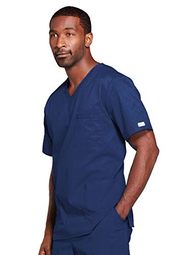Image of Cherokee Scrubs for Men & Women V-Neck Scrub Top with 4 Pockets, Cotton Blend Soft Stretchy Easy Care Nursing Uniform - 4725