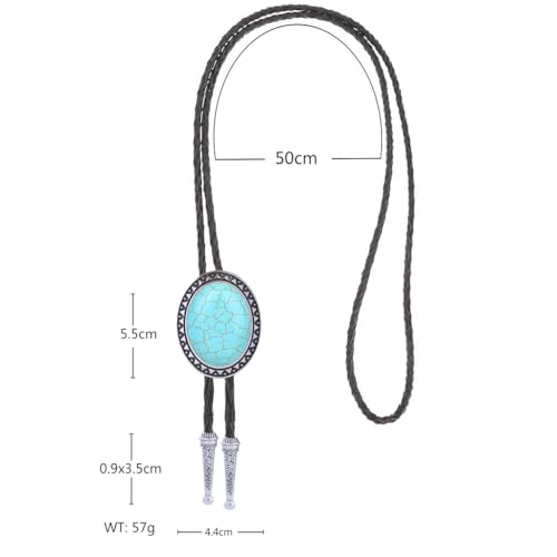 Image of Jeilwiy Bolo Tie for Men Real Stone Westwern Cowboy Ties Silver Bolos Women Leather Necktie Gift for Birthday Christmas