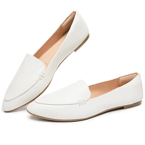 Image of FINIWOR Loafers for Women Flats Shoes Women Pointed Toe Dress Shoes Comfortable Memory Foam Penny Loafers Slip On Shoes